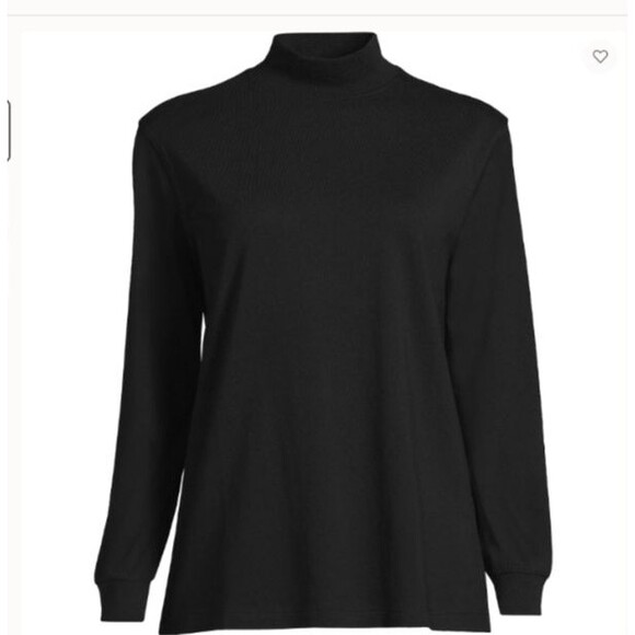 cotton shirt. new lands end black turtleneck top lp pl petite large p l - Picture 3 of 3